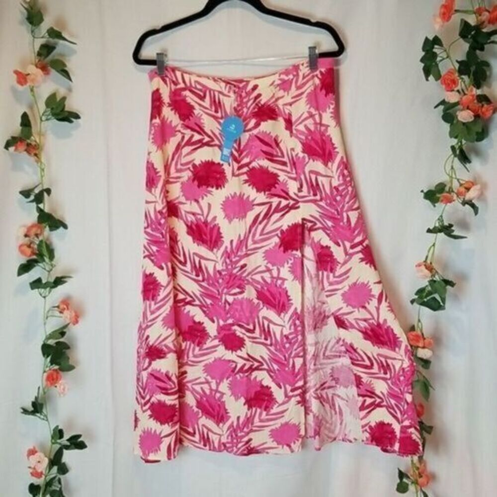 Cupshe Pink Posey Floral‎ Size slit Maxi Skirt / Coverup Size Large